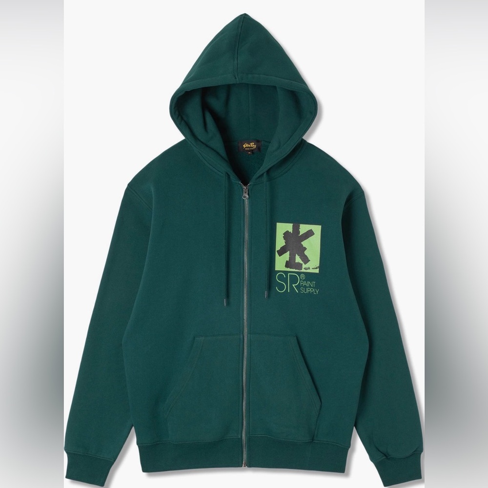 Stan Ray Brush Squares Zip Hoodie in botanical green